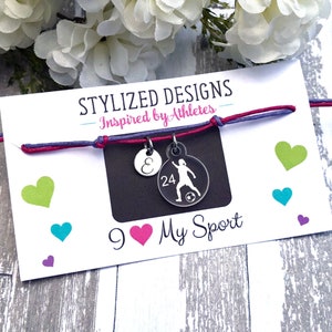 Soccer Bracelet, Soccer Jewelry, Girls Soccer Gifts, Soccer Bracelet Team Gifts, Soccer Cord Bracelet, Cord Charm Bracelet