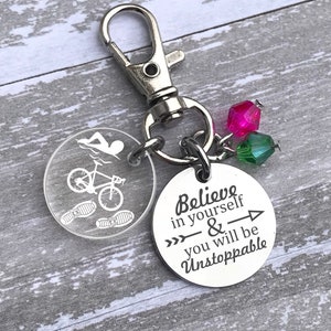 Triathlon Gifts, Triathlete Gifts, Triathlon Zipper Pull, Triathlon Key Chain, Triathlon Keychain, Triathlete Keychain,Triathlete Key Chain