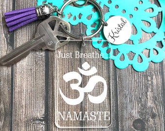 Om Keychain, Yoga Keychain, Yoga Gifts, Yoga Instructor Gift, Yoga Instructor Keychain, Namaste Keychain, Namaste Gift, Yoga Teacher Gift