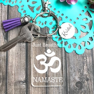 Om Keychain, Yoga Keychain, Yoga Gifts, Yoga Instructor Gift, Yoga Instructor Keychain, Namaste Keychain, Namaste Gift, Yoga Teacher Gift