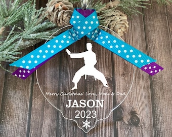 karate christmas ornament boy