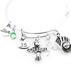 Bracciale softball, Gioielli softball, Bracciale softball, Regali softball, Giocatore di softball, Regali per softball, Regalo softball per ragazze