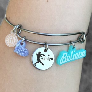 Bracciale da softball, Regali per la squadra di softball, Regali per bracciale da softball, Regali per giocatori di softball, Bracciale per giocatori di softball, Regali per softball