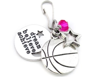 Girls Basketball Gifts, Basketball Player Gift, Basketball Gifts, Basketball Zipper Pull, Senior Night Gifts, Girl Basketball Player Gift