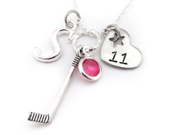 Hockey Necklace, Hockey Gifts, Hockey Jewelry, Gifts for Hockey, Hockey Player, Hockey Team Gift, Girls Hockey Gift
