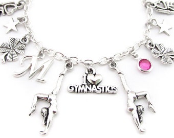 Gymnastics Gifts, Gymnast Gifts, Gymnastics Bracelet, Gymnastics Charm Bracelet, Gymnastics Jewelry, Gymnast Bracelet
