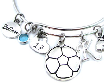 Soccer Bracelet, Soccer Jewelry, Soccer Bangle, Soccer Gifts, Soccer Player, Soccer Gifts for Girls, Girls Soccer Gift