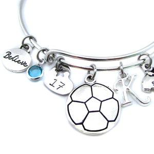 Soccer Bracelet, Soccer Jewelry, Soccer Bangle, Soccer Gifts, Soccer Player, Soccer Gifts for Girls, Girls Soccer Gift