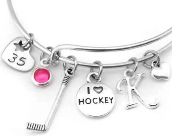 Hockey Bracelet, Hockey Gifts, Hockey Jewelry, Girls Hockey Gifts, Hockey Bangle, Hockey Player Gift,Girls Hockey Team Gift,Gifts for Hockey