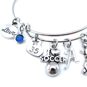 Soccer Bracelet, Soccer Jewelry, Soccer Bangle, Soccer Gifts, Soccer Player, Soccer Gifts for Girls, Girls Soccer Gift