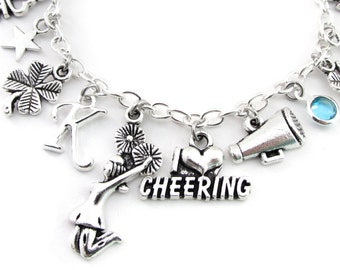 Cheerleader Charm Armband, Armband für Cheerleader, Cheerleader Geschenke, I Love Cheering