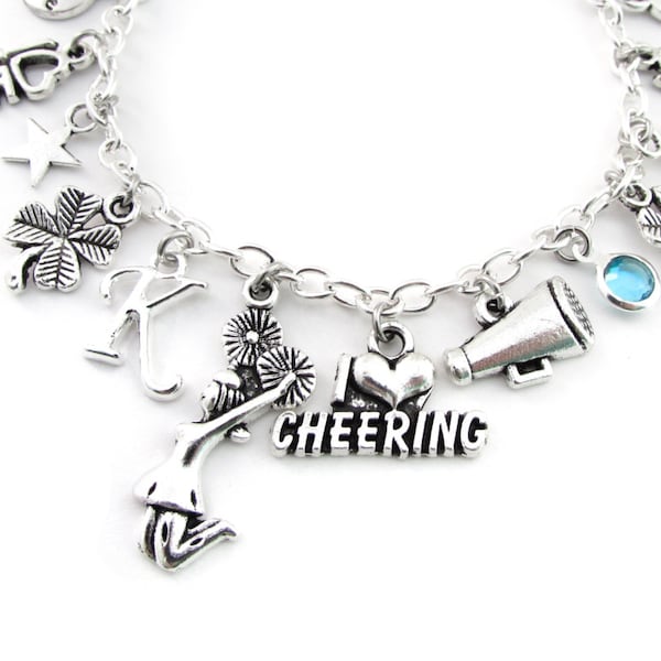 Cheerleading Charm Bracelet, Cheer Bracelet, Cheerleader Gifts, I Love Cheering