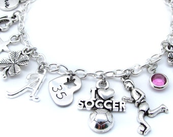 Soccer Charm Bracelet, Soccer Bracelet, Soccer Gifts, Soccer Jewelry, Soccer Team Gift, Soccer Gifts for Girls, Girls Soccer Gift