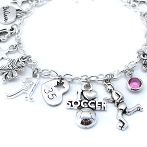 Soccer Charm Bracelet, Soccer Bracelet, Soccer Gifts, Soccer Jewelry, Soccer Team Gift, Soccer Gifts for Girls, Girls Soccer Gift