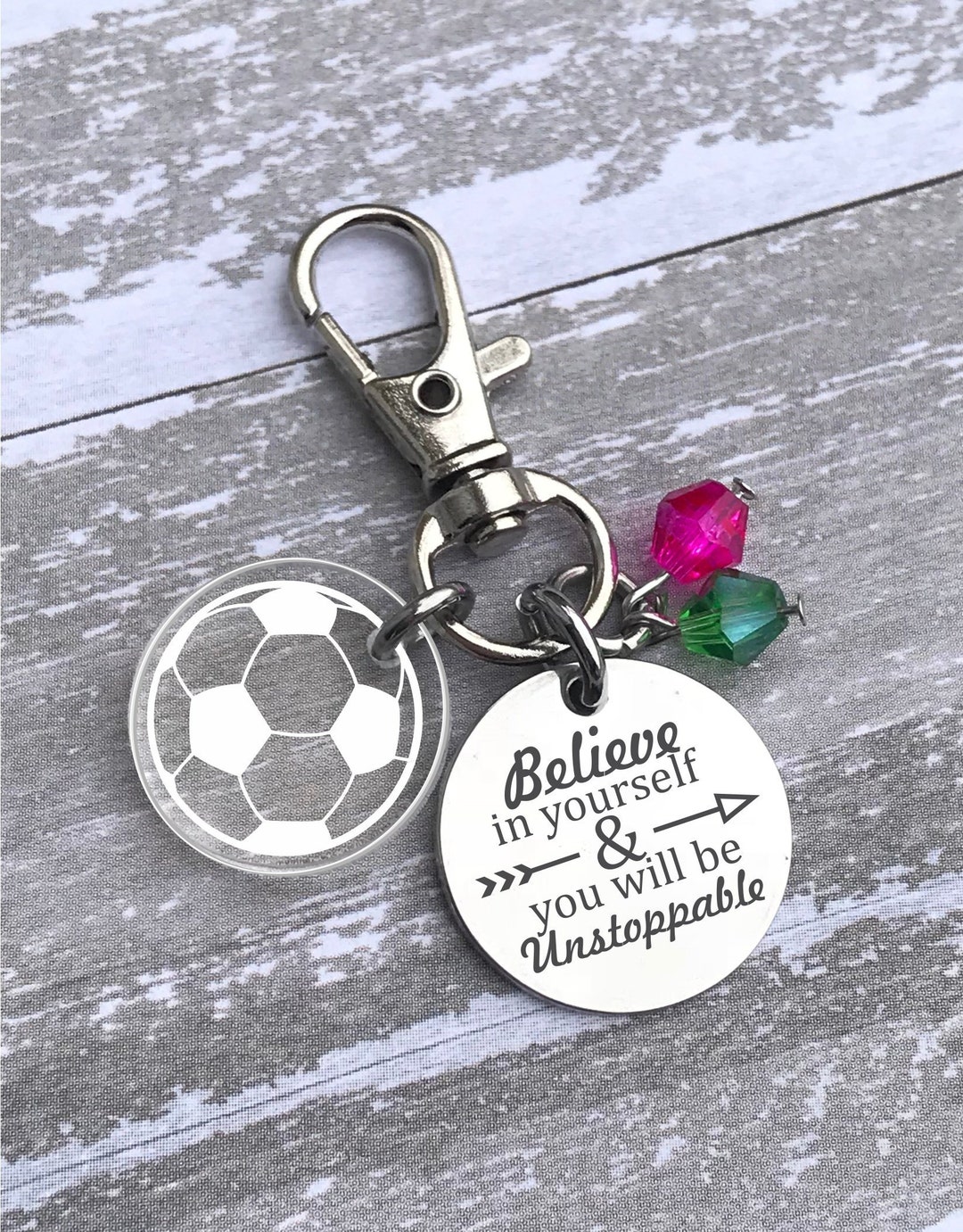 Sportybella Soccer Keychain - "She Believed She Could So She Did" Silver Charm, Soccer Player Gift, 2 Inches