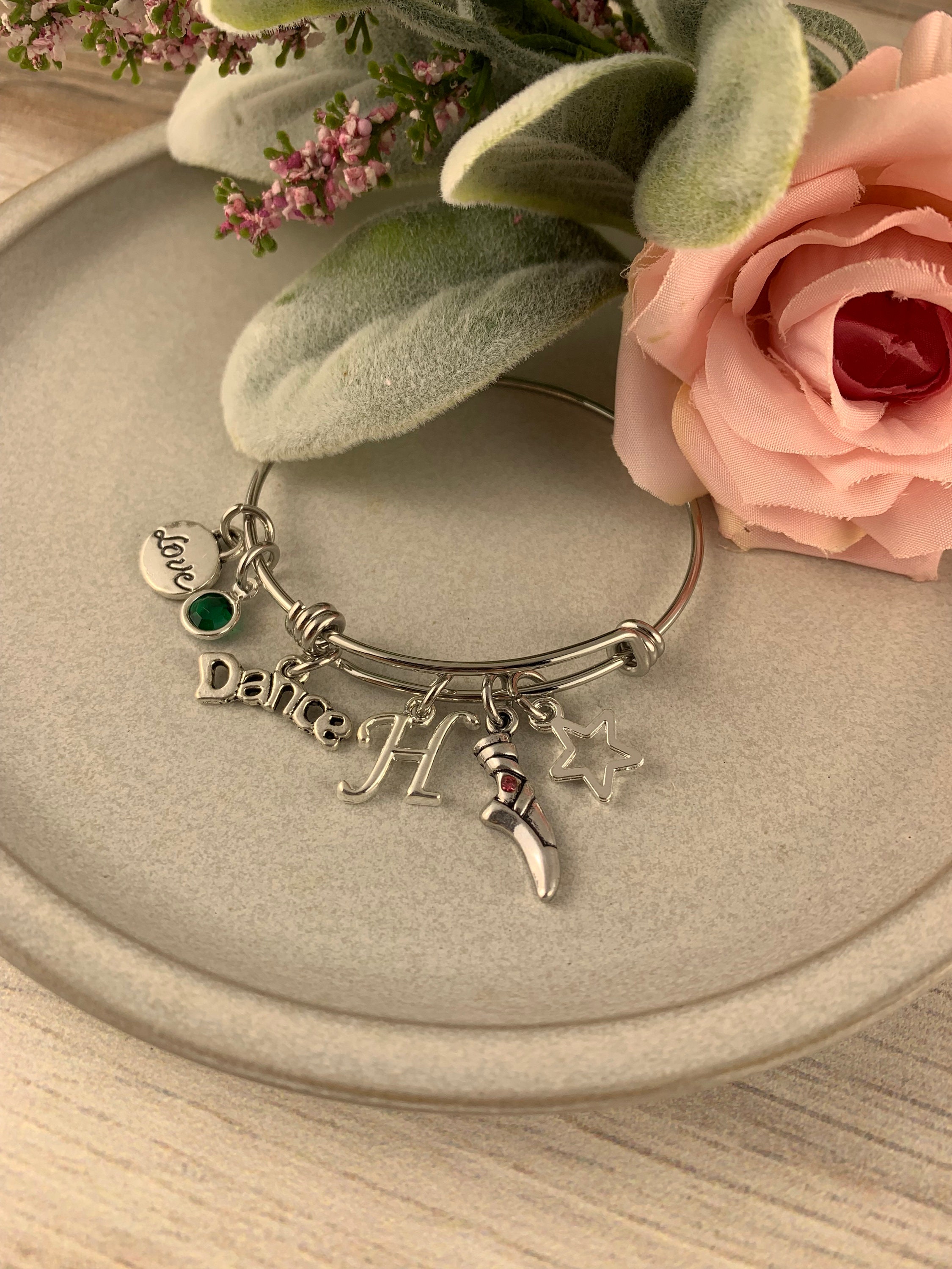 Cunno Braccialetto Balletto Rosa Con Cristalli E Ciondolo Ballerina - Regalo Per Ballerine Con Biglietto E Sacchetto