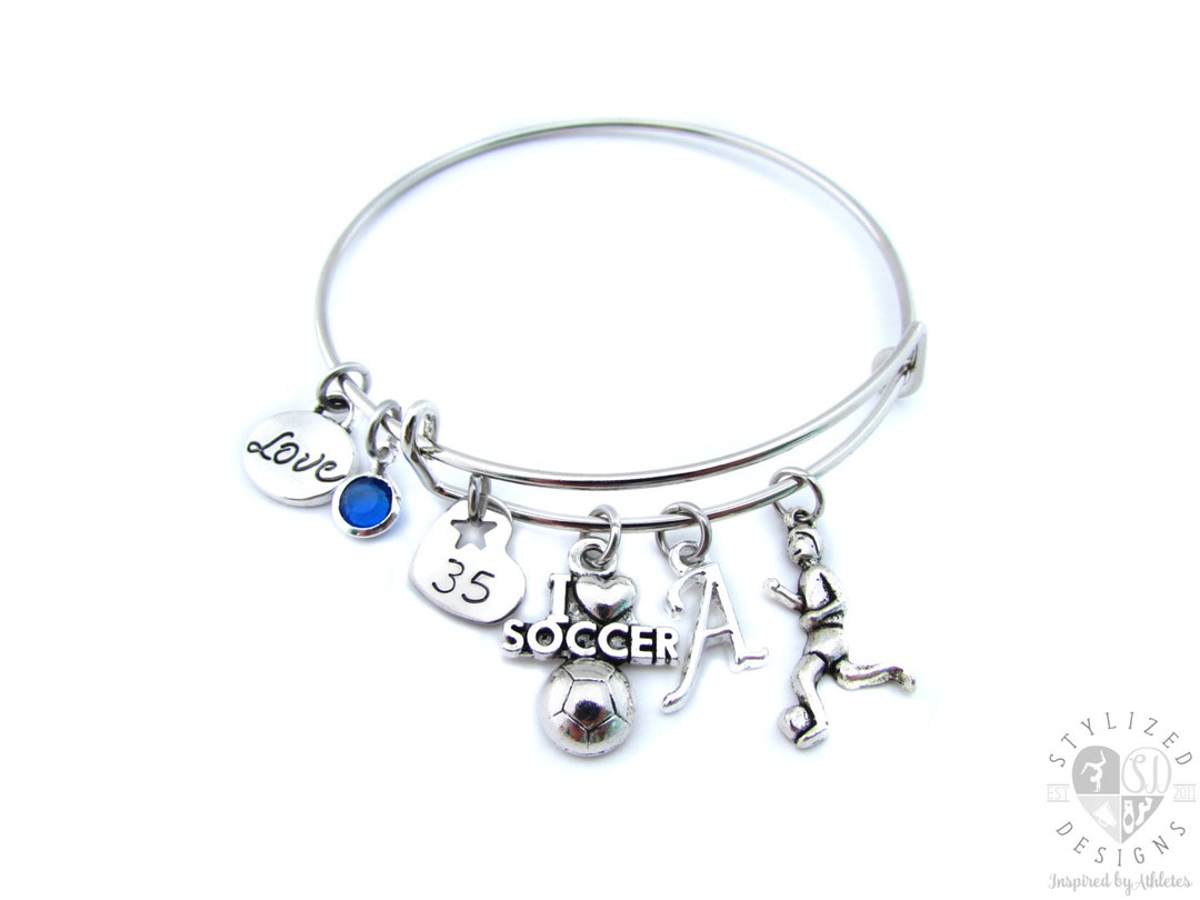 Soccer Bracelet, Soccer Jewelry, Soccer Bangle, Soccer Gifts, Soccer