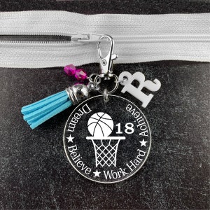 Basketball gift, Girls Basketball Gifts, Basketball girl gift, Basketball zipper pull, Bball gifts, Basketball bag tag, Basketball gifts