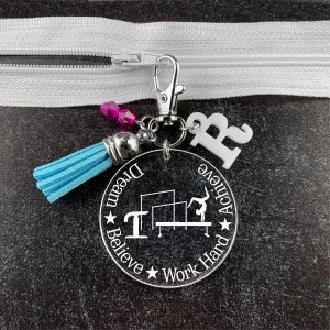Gymnastics Gifts, Gymnastics Zipper Pull, Gymnastic Gift, Gymnast Gifts, Gymnastics Team Gift, Gymnastics Keychain, Gymnastics Bag Gift