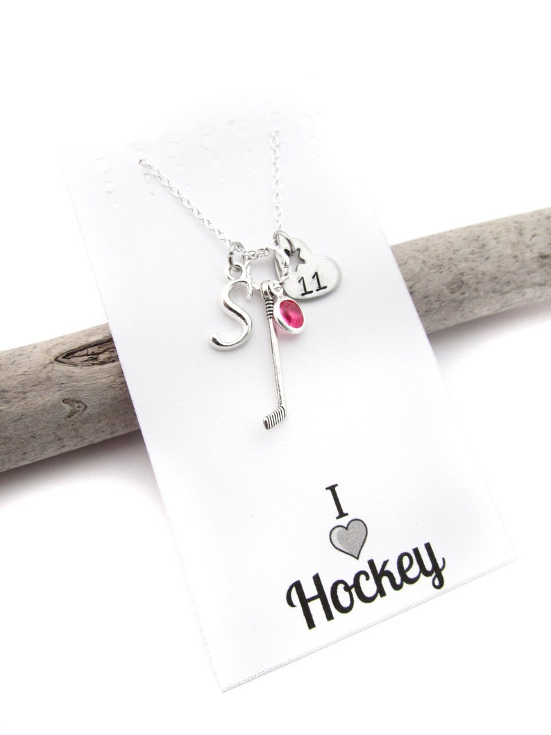 Hockey Necklace, Hockey Gifts, Hockey Jewelry, Gifts for Hockey, Hockey Player, Hockey Team Gift, Girls Hockey Gift image 3