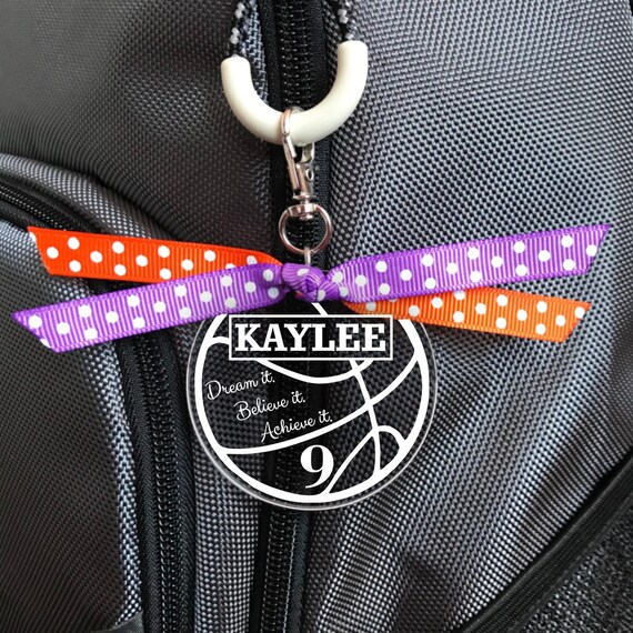 Basketball Bag Tag Basketball Name Tag Basketball Zipper Etsy
