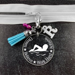 Swimmer gift, Swim gifts, Swim gifts for girls, Swimmer gift girl, Swim Zipper pull, Swimmer Zipper Pull, Swim bag tag, Swimming gifts