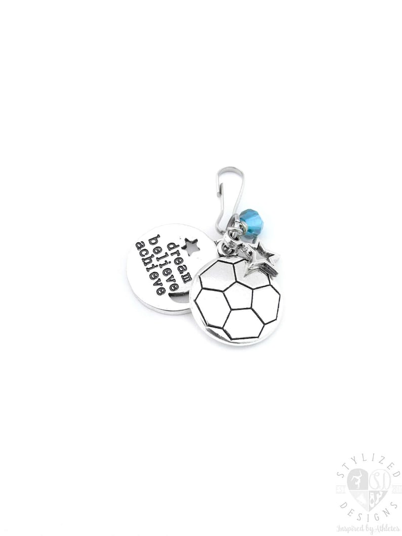 Soccer Gifts, Soccer Team Gift, Soccer Zipper Pull, Girls Soccer Player Gift, Soccer Gifts For Girls,Soccer Bag Charm, Soccer Bag image 1