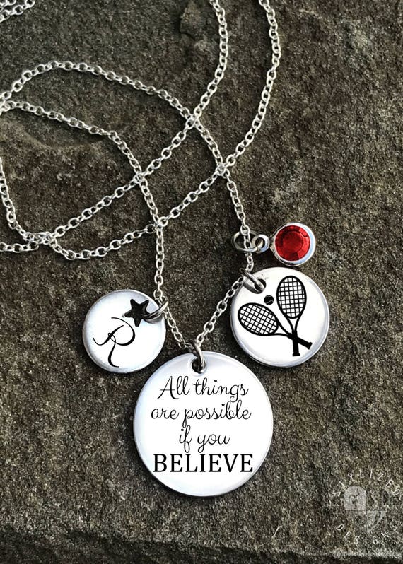 Tennis Necklace Tennis Jewelry Tennis Player Necklace Girls Etsy