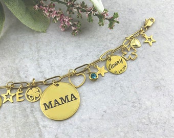 Mothers Day Bracelet, Mothers Bracelet, Mom Bracelet, Charm Bracelet for Mom, Moms Charm Bracelet, Gift for Mom, Mom Gift, Mom Bracelet