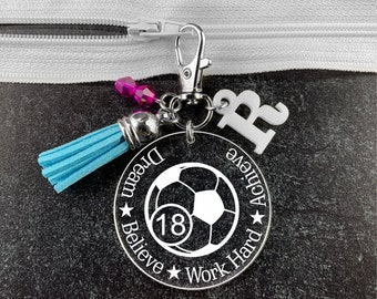 Soccer Girl Gifts, Girls Soccer Gifts, Soccer Zipper Pull, Soccer Girl Gift, Girls Soccer Gift, Gift for Soccer Player Girl, Bag Charm