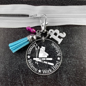 Skiing Gifts, Skiing Zipper Pull, Skiing Keychain, Skier Gift, Downhill Skier Gift, Ski Racer Gift, Ski Gifts, Ski Keychain, Ski Zipper Pull