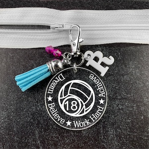 Volleyball Gifts for Girls, Volleyball Team Gifts, Volleyball Zipper Pull, Volleyball Gifts for Players,  Volleyball Bag Tag, Gifts for team