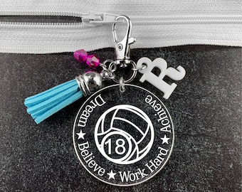 Volleyball Gifts for Girls, Volleyball Team Gifts, Volleyball Zipper Pull, Volleyball Gifts for Players,  Volleyball Bag Tag, Gifts for team