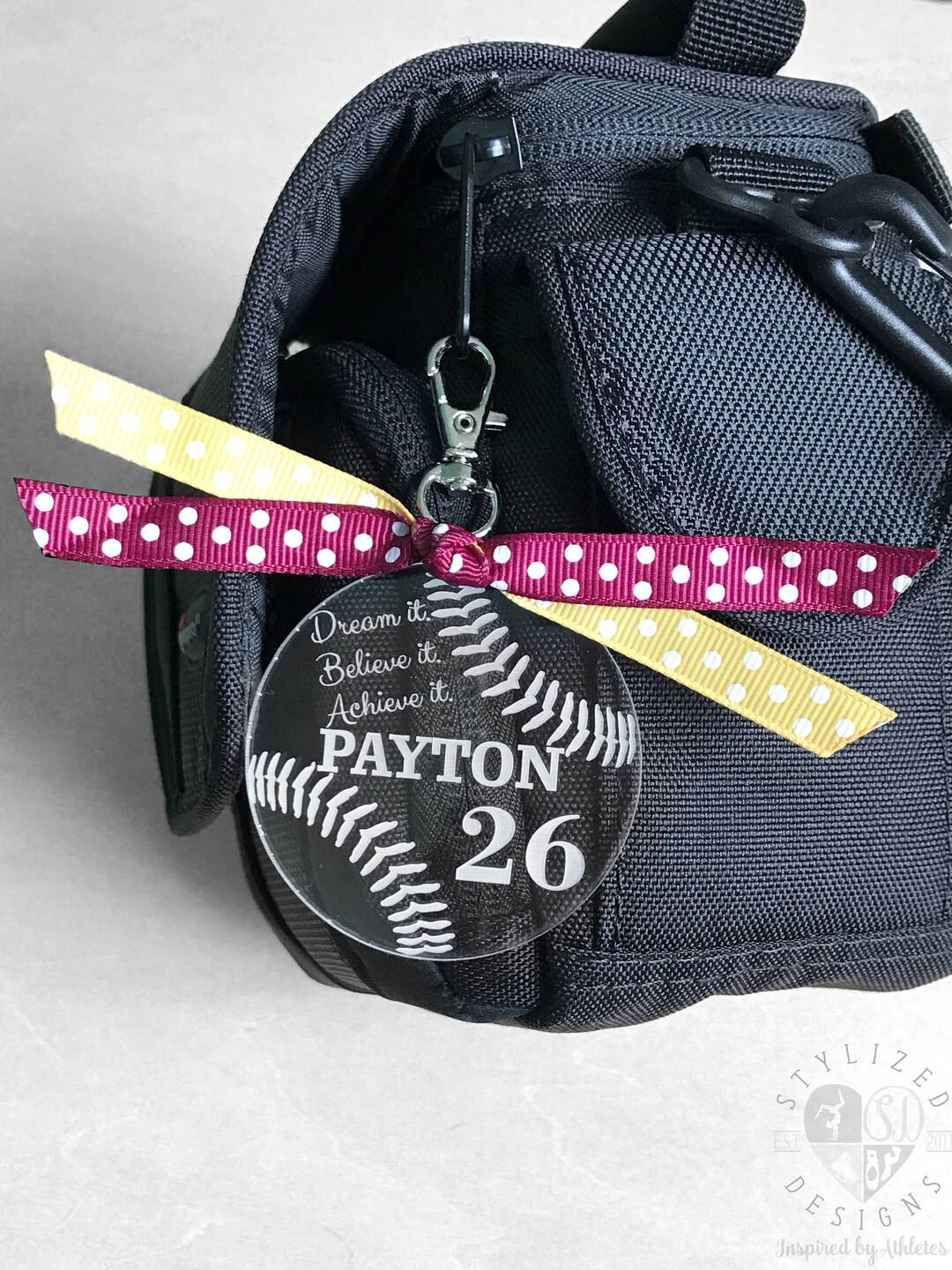 Softball Bag Tag, Softball Zipper Pull, Softball Gifts, Personalized