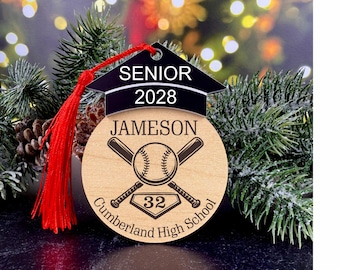 Baseball Senior Night Gift, Baseball Senior Ornament, Engraved Graduation Gift, End of Season Gift, Graduation Ornament, Baseball Team Gifts