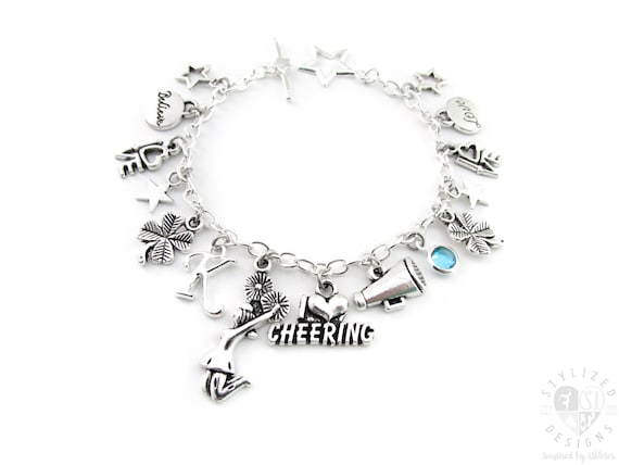 Cheerleading Charm Bracelet Cheer Bracelet Cheerleader Gifts I Love Cheering Etsy