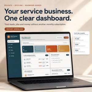 Solo Service Business Dashboard | Lead-, jobb- och inkomstspårning | Offline CRM-organisatör