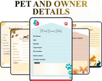 Benutzerdefiniertes Haustier-Besitzer-Profil als PNG PDF PDF zur persönlichen Tieridentifikationsakte für Hunde