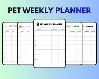 Alltagsplaner Tier Organisator PNG PDF Wöchentlicher Haustier Pflege Routine Diagramm Hund Katze Aktivitätstracker Welpe Managment Log Home Aufzeichnungs-Handbuch