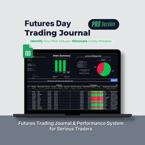 Spreadsheet voor scalping-handel | Google Sheets NQ ES Futures | Tracker voor beginnende traders (donkere modus)