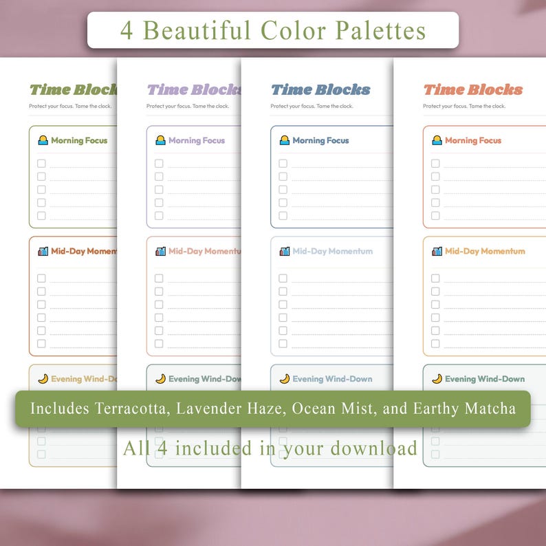 ADHD Time Blocking Planner - BOHO | Printable Daily Schedule PDF for ...