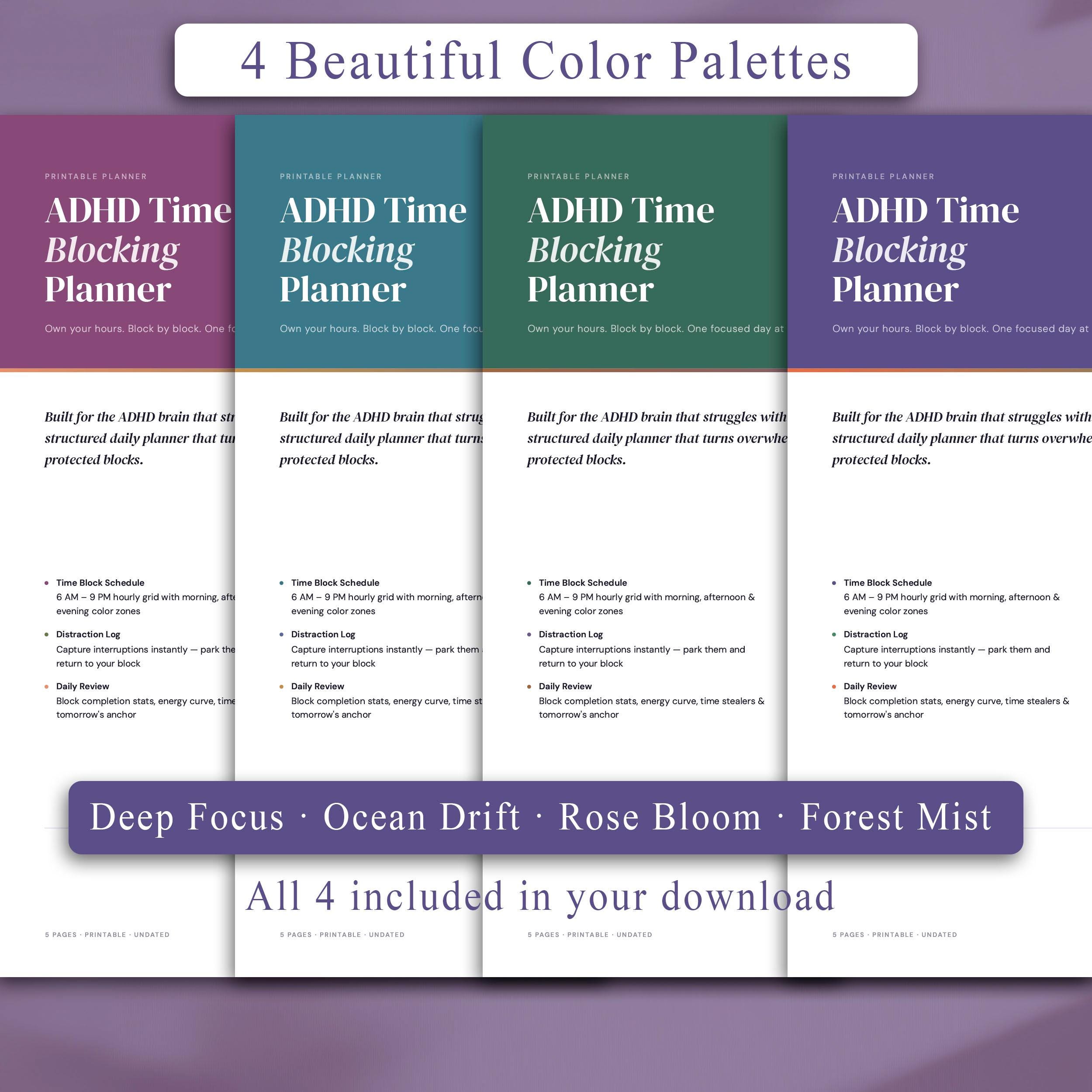 ADHD Time Blocking Planner | Daily Schedule PDF (instant Download ...