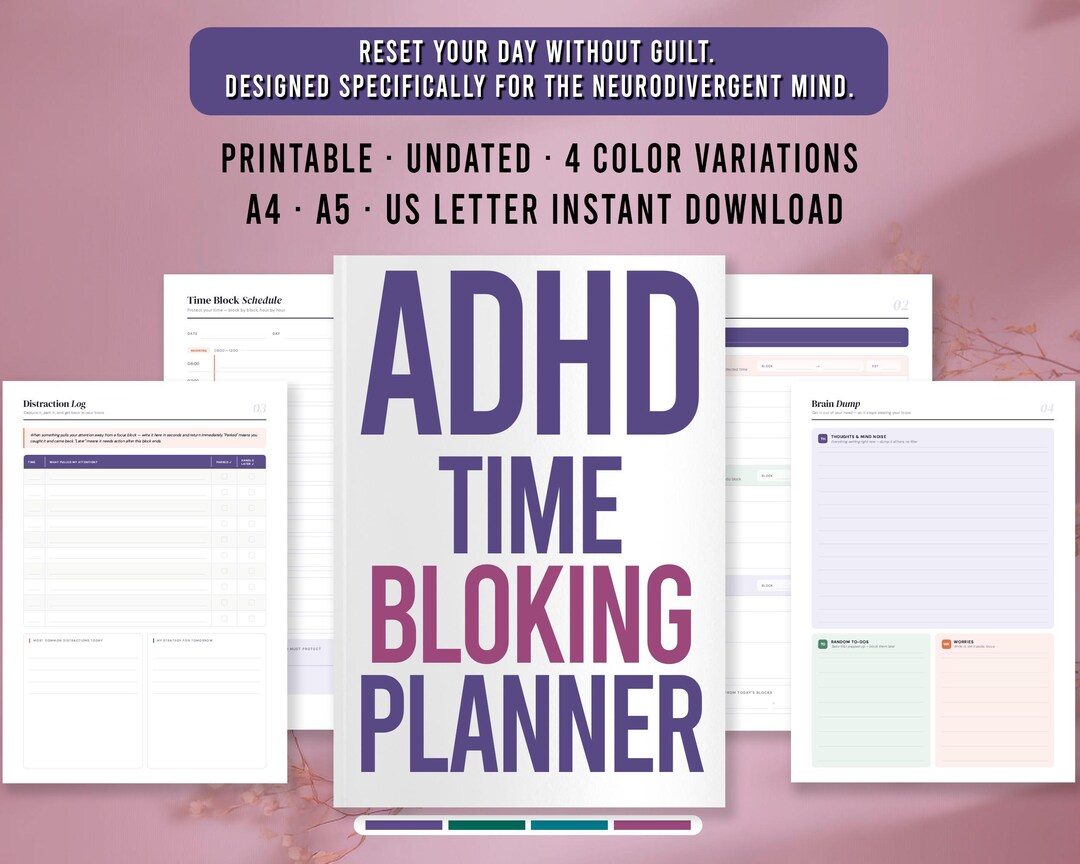 ADHD Time Blocking Planner | Daily Schedule PDF (instant Download ...