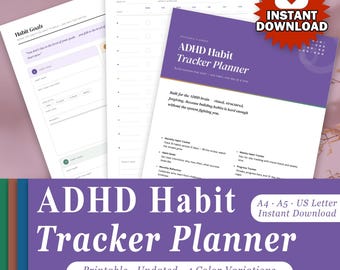 ADHD Habit Tracker Planner | Monthly Weekly Streak Counter (undated PDF ...