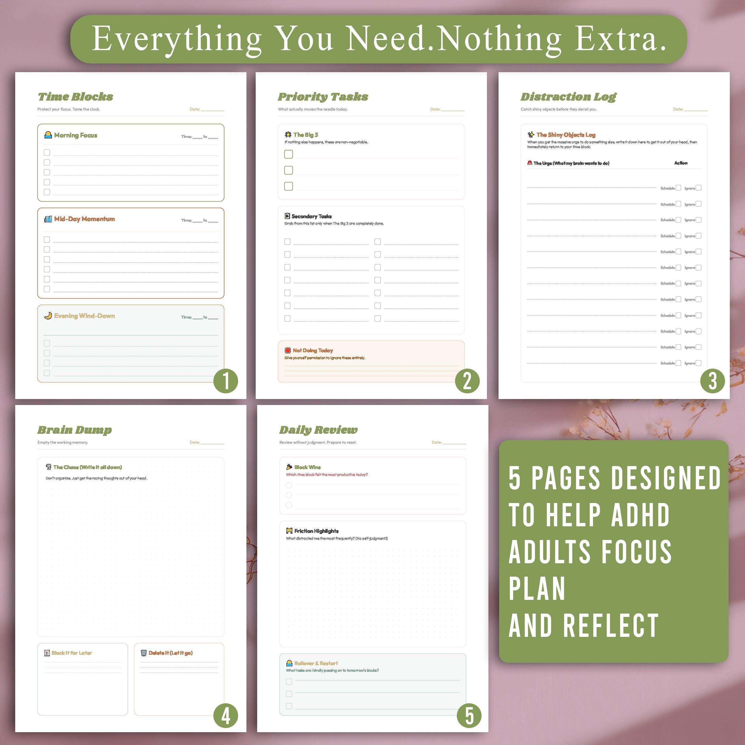 ADHD Time Blocking Planner - BOHO | Printable Daily Schedule PDF for ...