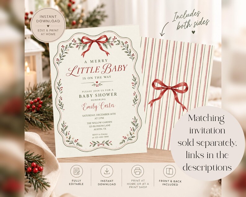 Printable Diaper Raffle Card Template, Editable Christmas Merry Little ...