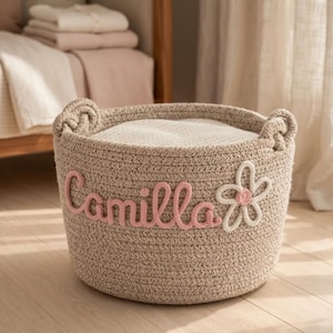 Set 4 Cestini Portaoggetti Rettangolari In Corda Di Cotone Intrecciata, 33x23x18 Cm, Marrone Sfumato, Per Mensole E Giocattoli