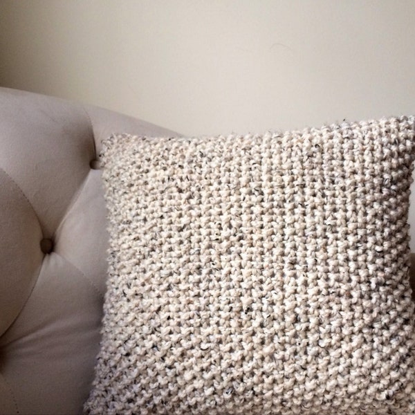 Knit Pillow Cover, Decorative Knitted Throw Pillow, Chunky Oatmeal Cover Pillow