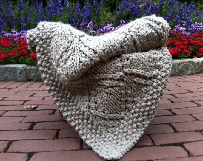 Knit Blanket / Knitted Afghan / Large Throw / Free US Shipping Etsy