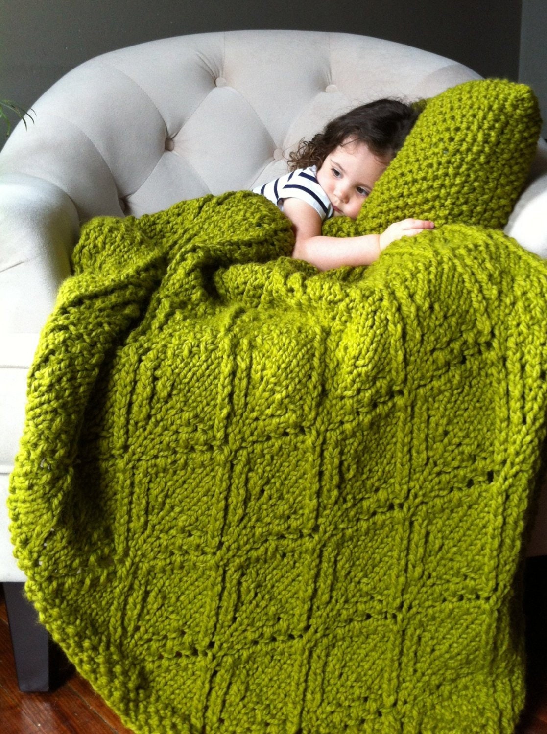 Knit Blanket / Large Knitted Afghan / Chunky Knit Throw in Etsy